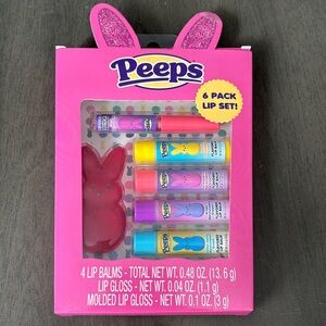 New-6 Piece Peeps Flavored Lip Balm Set-Strawberry, Cotton Candy, Grape, Vanilla